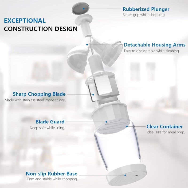 Longmann Pamperεd Chεf Food Chopper, Vegetable Chopper, Onion Chopper, Garlic Chopper, Nuts Chopper - Hand Chopper For Vegetables Salads Fruits, Nuts. Dishwasher-safe, White, Easy to Clean - Image 1